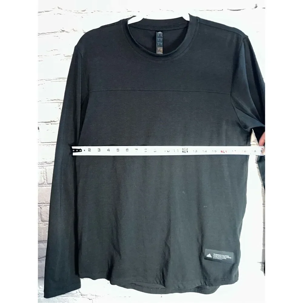 Adidas Men’s Small Black Aeroready Long Sleeve Shirt Tee Cotton Blend Activewear